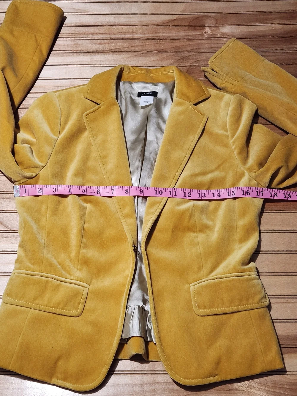 J.Crew Mustard Yellow Velvet Blazer Tailored Women Sz 4 Equestrian Old Money